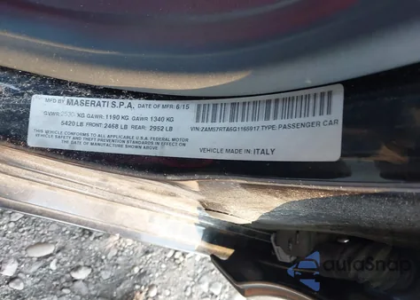 2016 Maserati Ghibli S Q4 from USA, damaged, VIN ZAM57RTA6G1165917